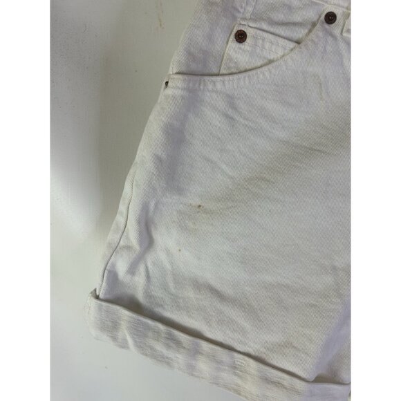 Vintage 90s Levis 37954 Regular Fit High Rise Cuffed Shorts White Orange Tab 11 - Picture 2 of 7